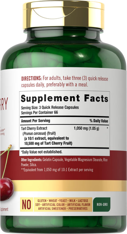 Carlyle Tart Cherry Capsules | 10,500mg | 200 Pills | Max Potency | Non-GMO, Gluten Free | Tart Cherry Juice Extract
