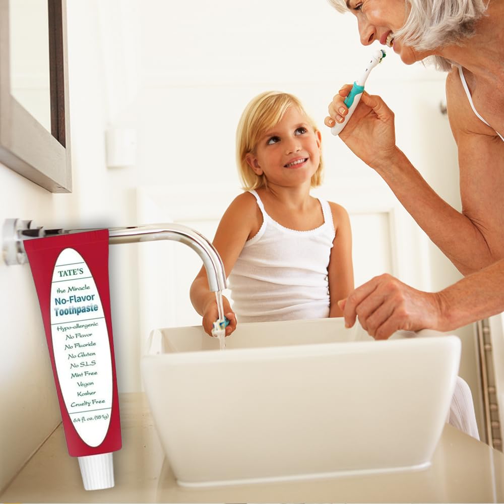 Tate's No Flavor Fluoride-Free Toothpaste – All-Natural, Cavity Protection (Pack of 2)