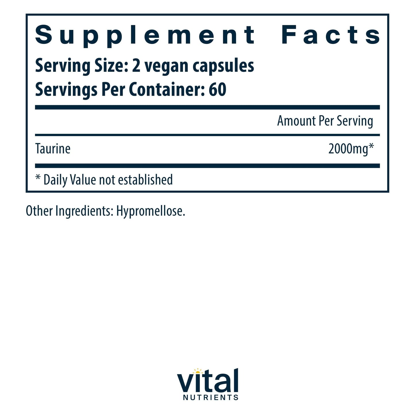 Vital Nutrients Taurine 1000mg – Vegan Detox Supplement | Heart, Nerve & Liver Support | 120 Capsules