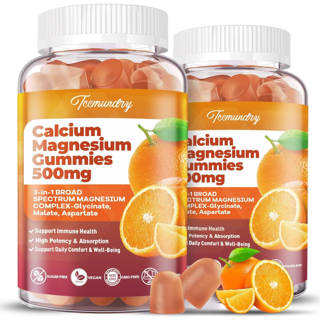 Calcium Magnesium Gummies 600 mg + D3 & K2 – 120 ct | Tcemundry