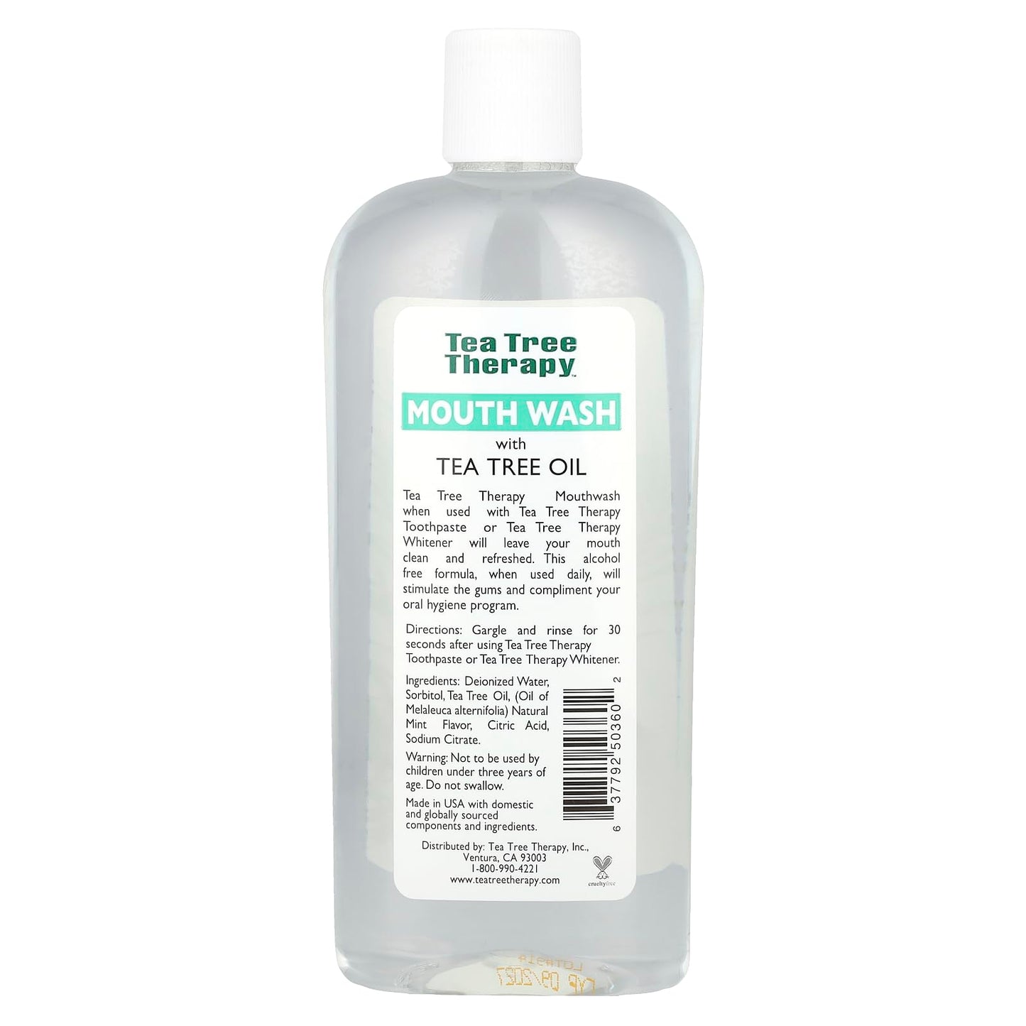 Tea Tree Therapy Mouthwash, 12 Ounce – Alcohol Free, Daily Use, No Preservatives