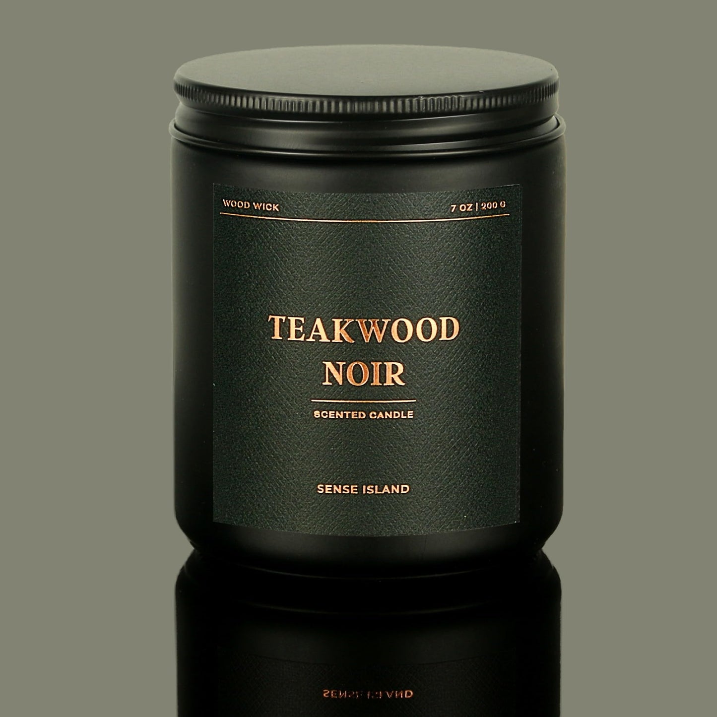 Teakwood Noir Crackling Wood Wick Candle – Mahogany Scent, Luxury Black Jar Soy Candle