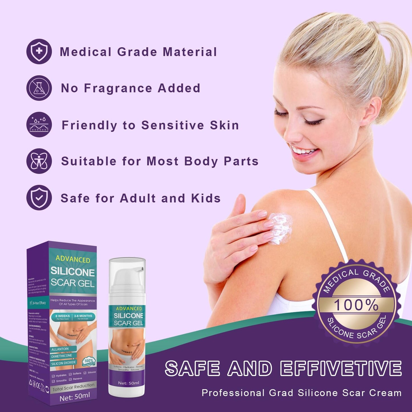 Tearich Silicone Scar Cream - Advanced Scar Gel for Scars, Stretch Marks & Burns | 1.76 oz