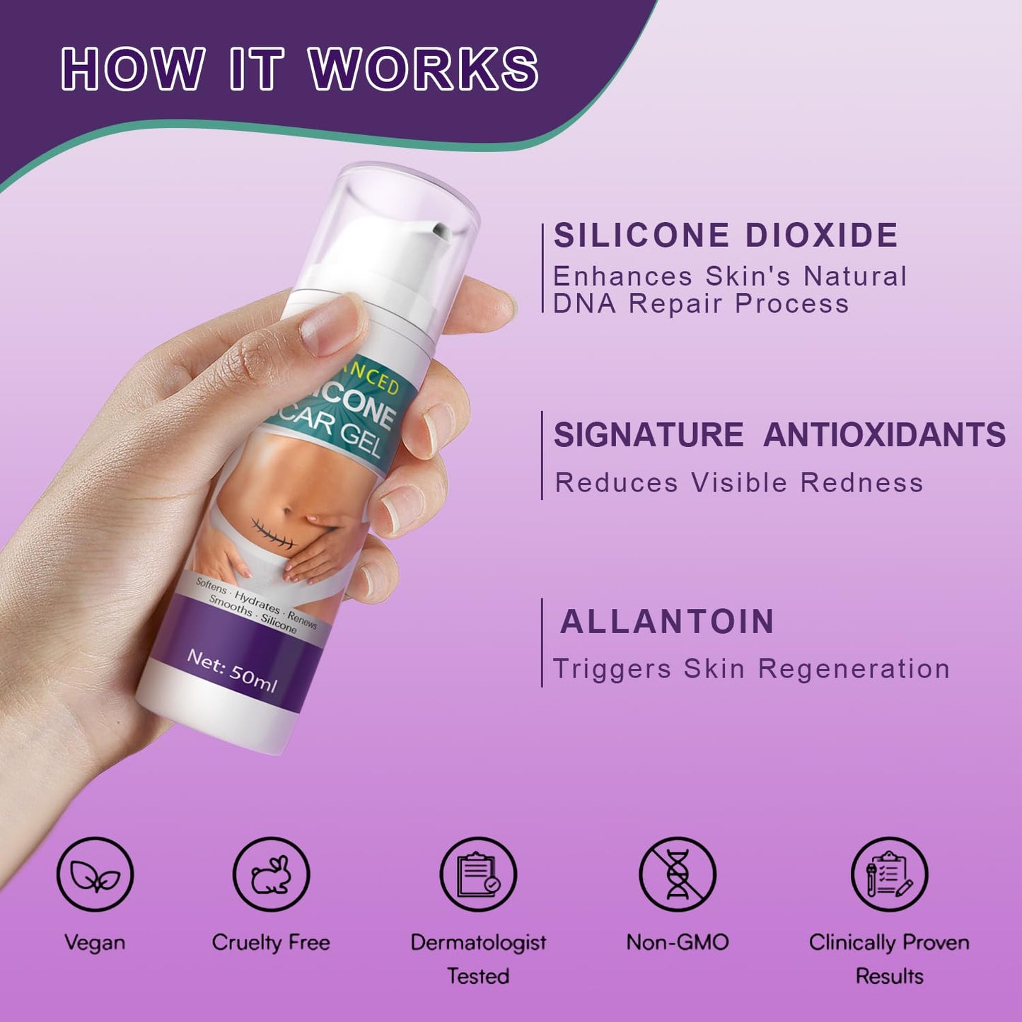 Tearich Silicone Scar Cream - Advanced Scar Gel for Scars, Stretch Marks & Burns | 1.76 oz