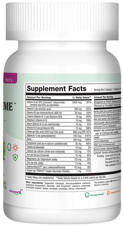 Teen Vitamins for Girls 12-17 | Multivitamin with D3, Iron, Calcium, Biotin & Zinc