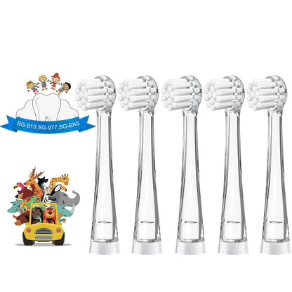 TEETECK 5 Pack Kids Toothbrush Replacement Heads - SEAGO SG-513/977/EK6, Dada-Tech DT-BB1/DT-K6, Brush-Baby WildOnes/KIDZSONIC