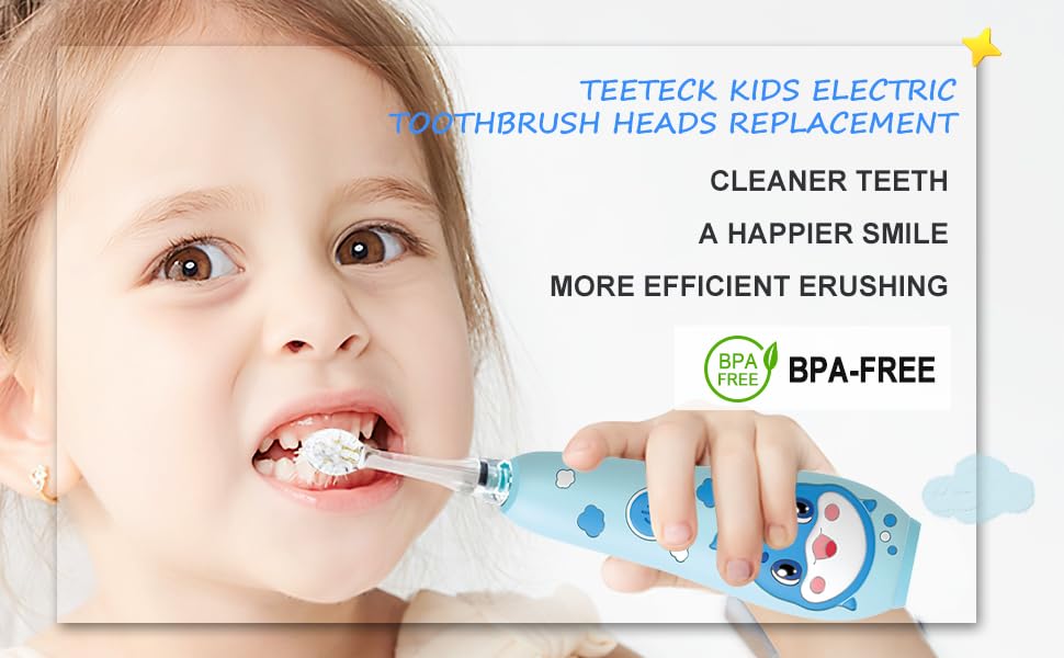 TEETECK 5 Pack Kids Toothbrush Replacement Heads - SEAGO SG-513/977/EK6, Dada-Tech DT-BB1/DT-K6, Brush-Baby WildOnes/KIDZSONIC