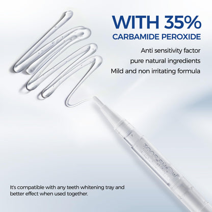 5 x Teeth Whitening Pen Gel (4+1 Desensitizing Gel) – Travel-Friendly Carbamide Peroxide Kit