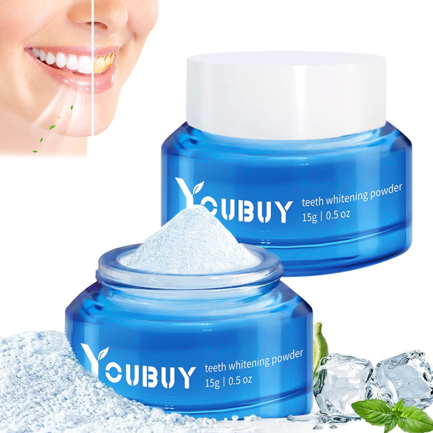 Teeth Whitening Powder – Natural Teeth Whitener | Instant Whitening & Fresh Breath (2PCS)
