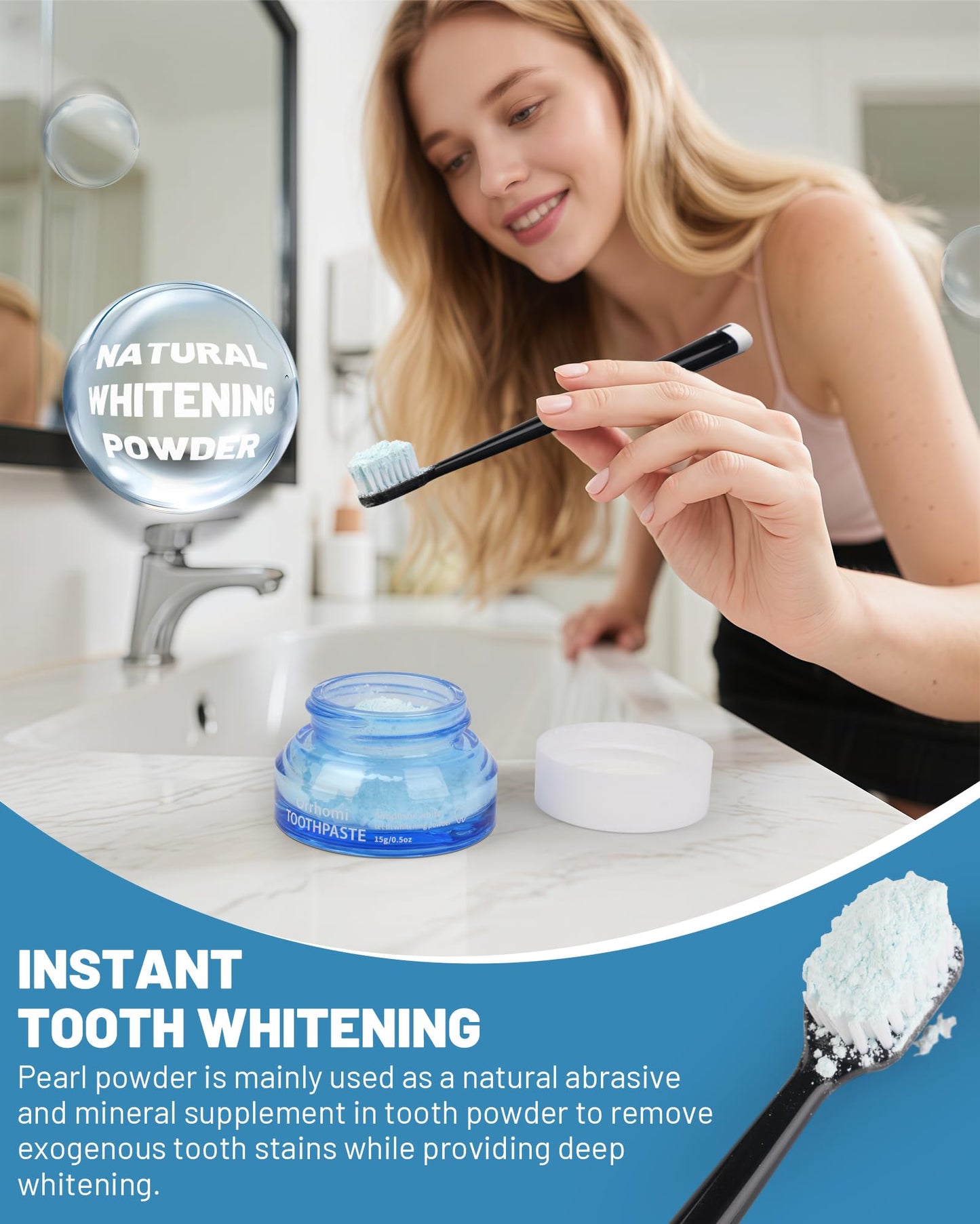 Teeth Whitening Powder - Natural Pearl Powder, Stain Removal Without Sensitivity | Mint Refresh