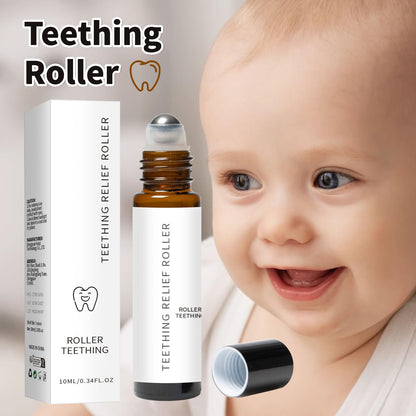 Teething Roller for Babies – All Natural Gum Relief with Chamomile & Rose Oil (4x10ml)