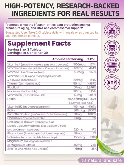 Telovite Daily Multivitamin for Men & Women – Telomere & Cellular Health