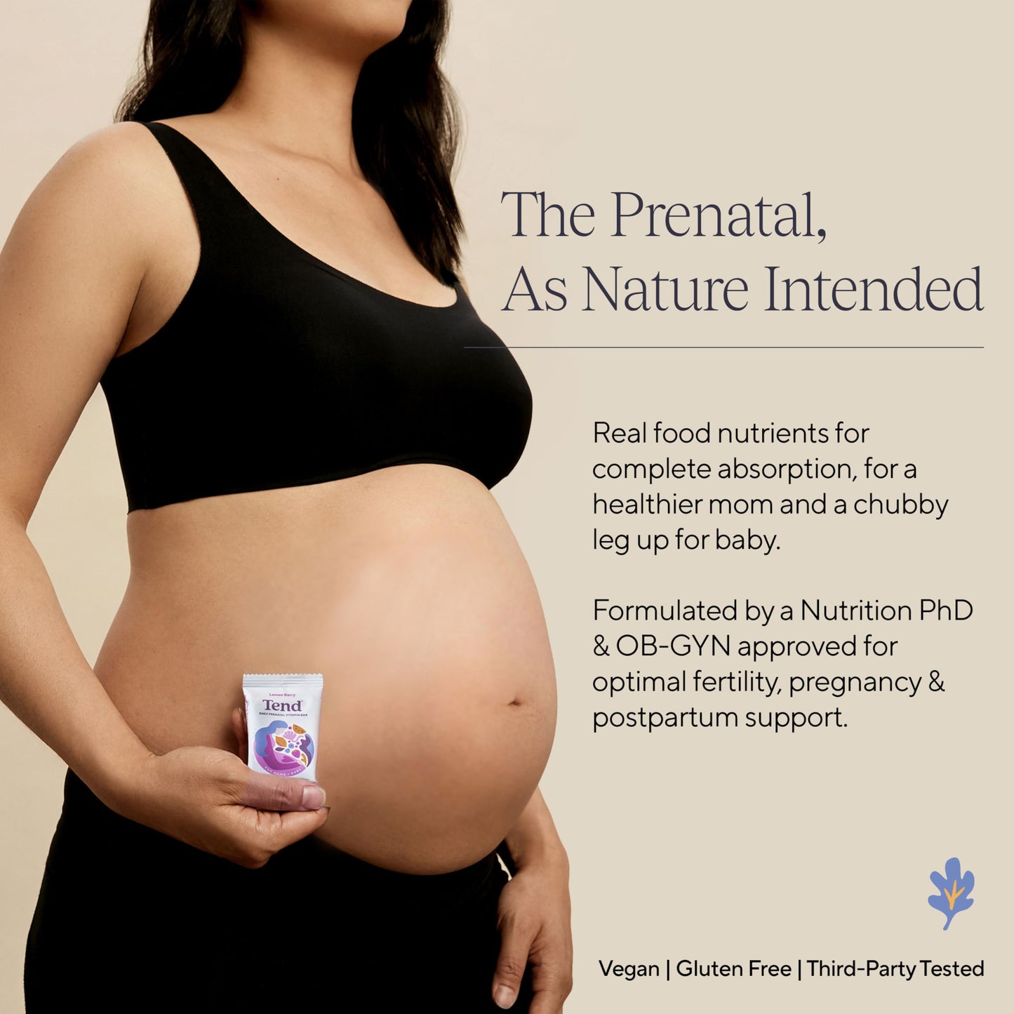 Tend Daily Prenatal Vitamin Bar – Organic, DHA, Folate, Vitamin D, B Vitamins & Choline | Strawberry Patch 7ct