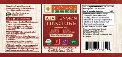 Organic Herbal Tension Tincture - EASE TENSION in HEAD, NECK & SHOULDERS