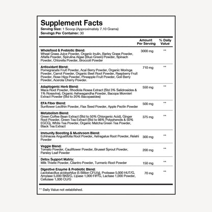 Terra Health Essentials Super Greens | Organic Greens Powder with Probiotics | 30 Servings