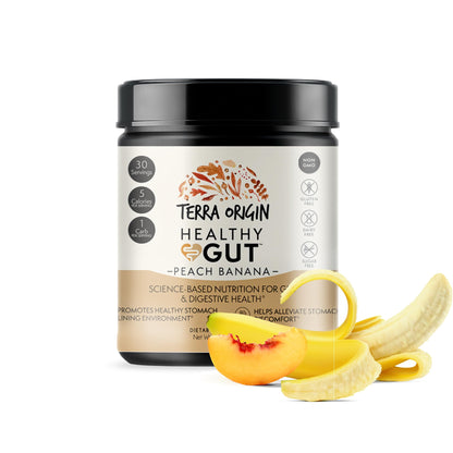 Terra Origin Healthy Gut Peach Banana | 30-Servings with L-Glutamine, Zinc, Glucosamine