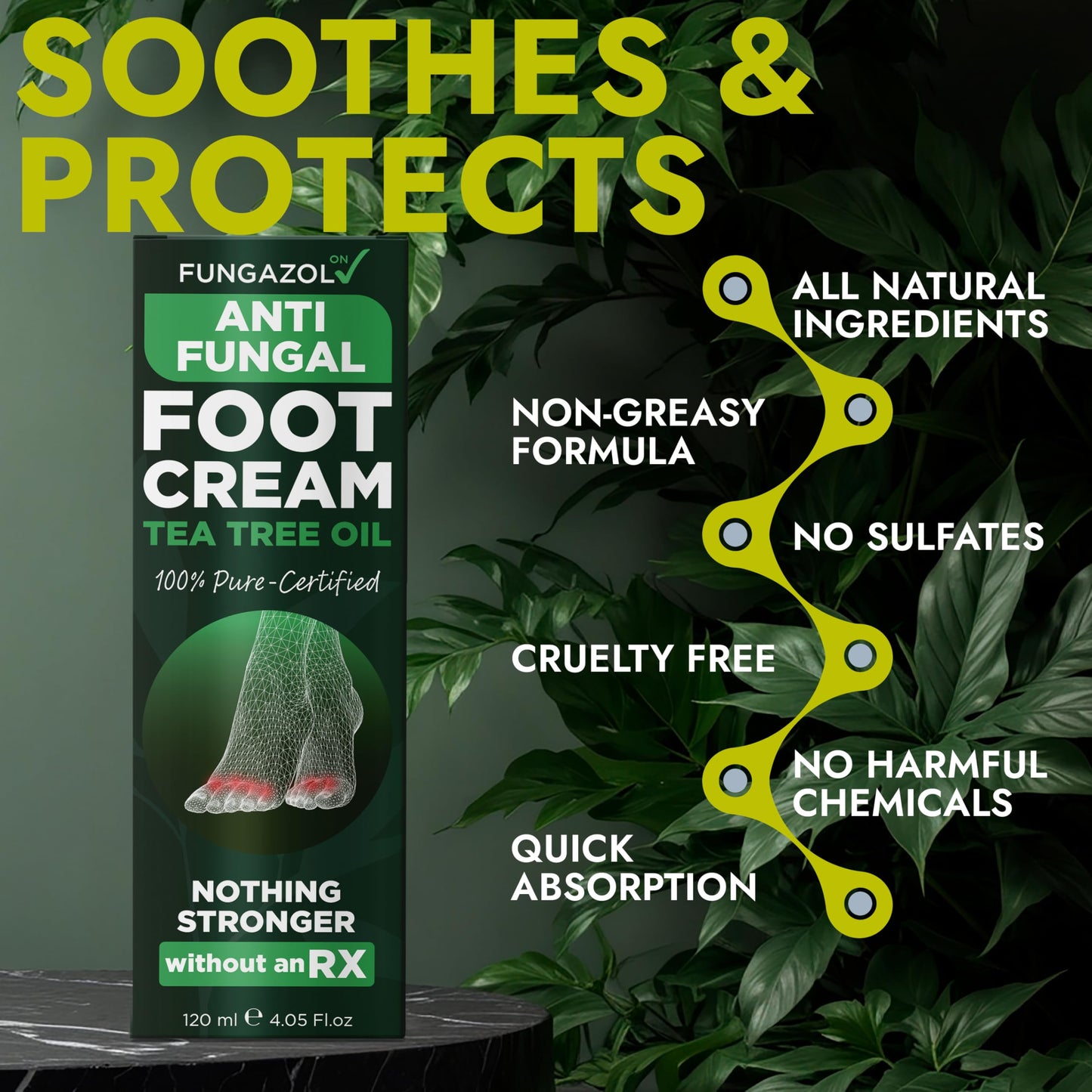 Foot Cream with Tea Tree Oil | Antifungal Foot Care by Terramed Just Think Comfort | 4.05 fl oz