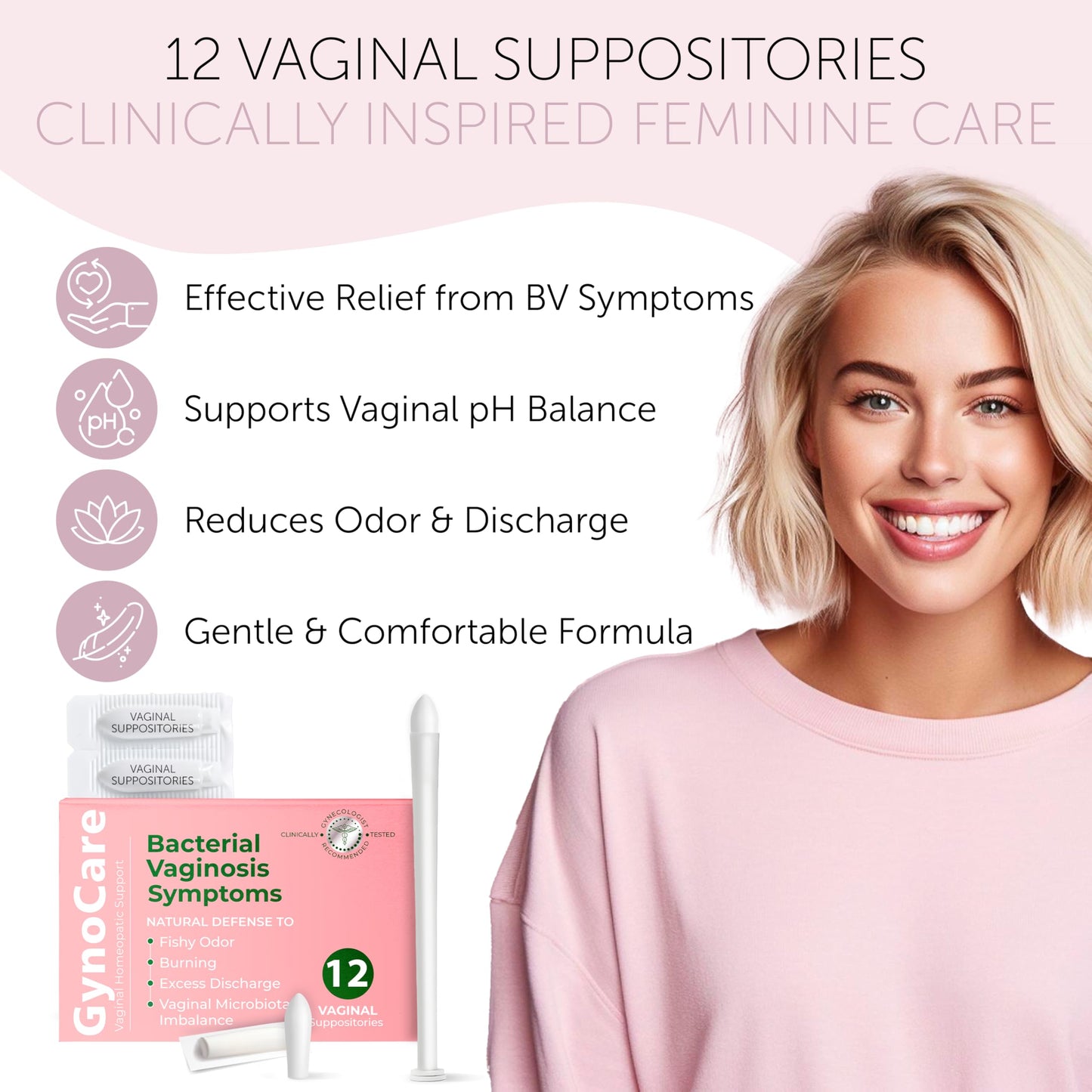 Terramed Just Think Comfort BV Treatment – 12 Boric Acid Suppositories for Women