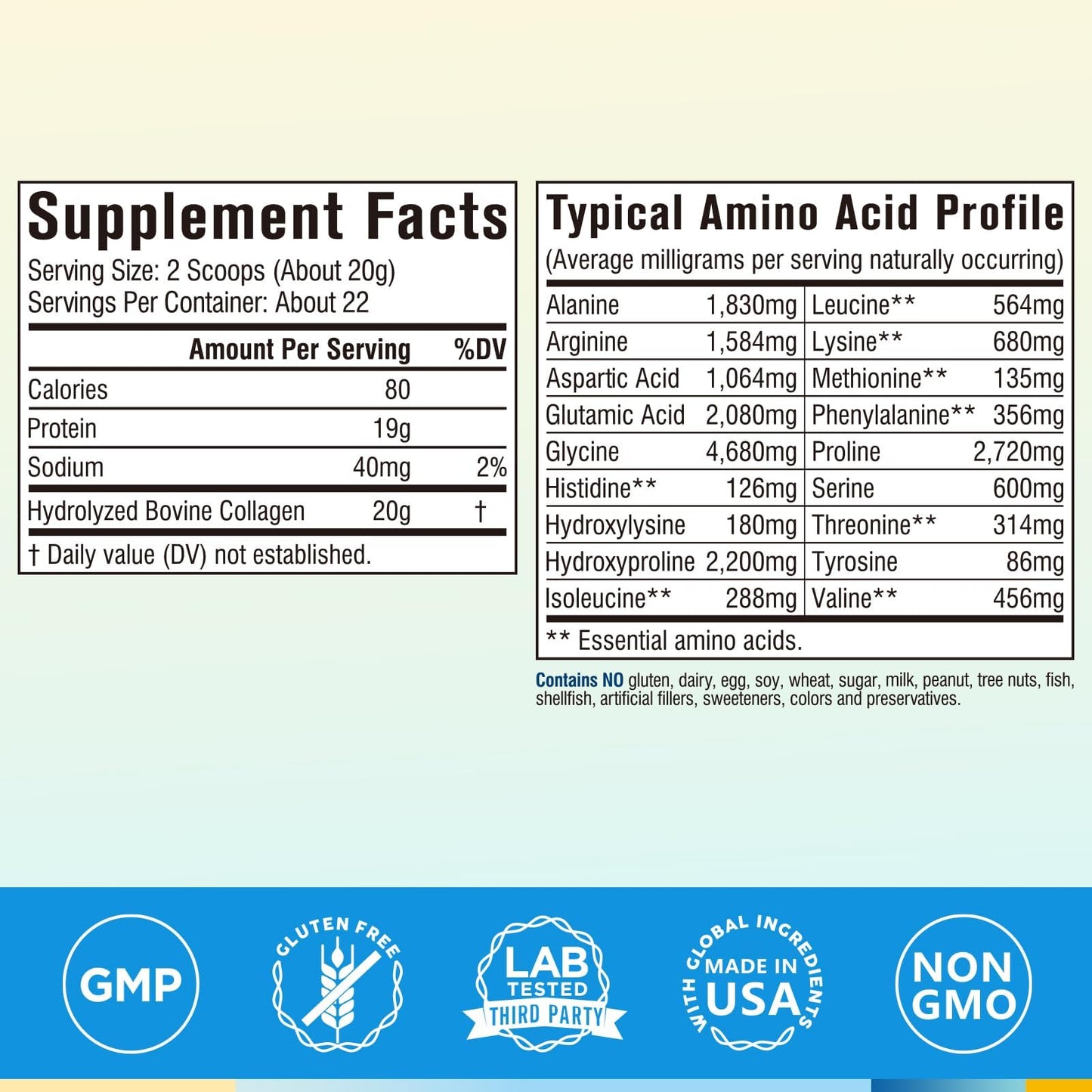Terranics Hydrolyzed Collagen Peptides – Grass-Fed Bovine, Type I & III, Unflavored 16oz
