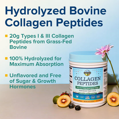 Terranics Hydrolyzed Collagen Peptides – Grass-Fed Bovine, Type I & III, Unflavored 16oz