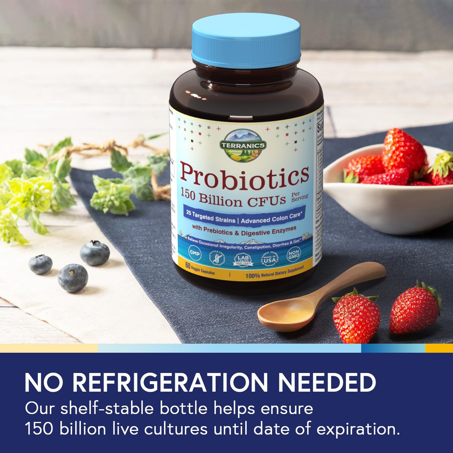 Terranics Daily Probiotics for Men & Women | 150B CFU, 25 Strains, Colon Care