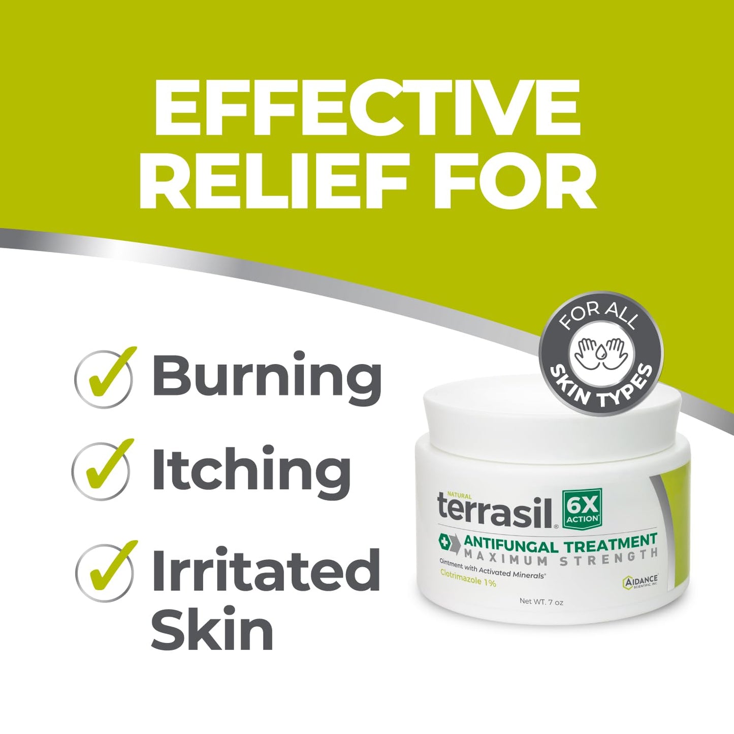 Terrasil Clotrimazole Antifungal Cream — Fast Relief for Ringworm, Jock Itch, Athlete's Foot | FSA/HSA Eligible (7oz)