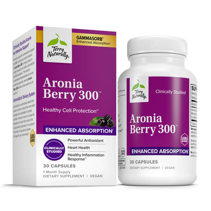 Terry Naturally Aronia Berry 300 – Antioxidant Support for Heart & Cellular Health – Vegan & Gluten-Free – 30 Capsules