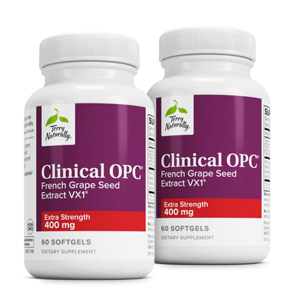 Terry Naturally Clinical OPC Extra Strength – Cardiovascular Health & Focus (60 Softgels Pack of 2)