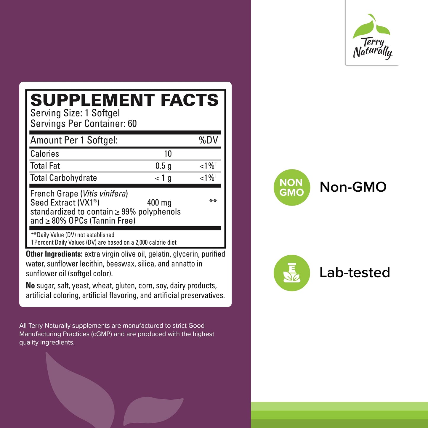 Terry Naturally Clinical OPC Extra Strength – Cardiovascular Health & Focus (60 Softgels Pack of 2)