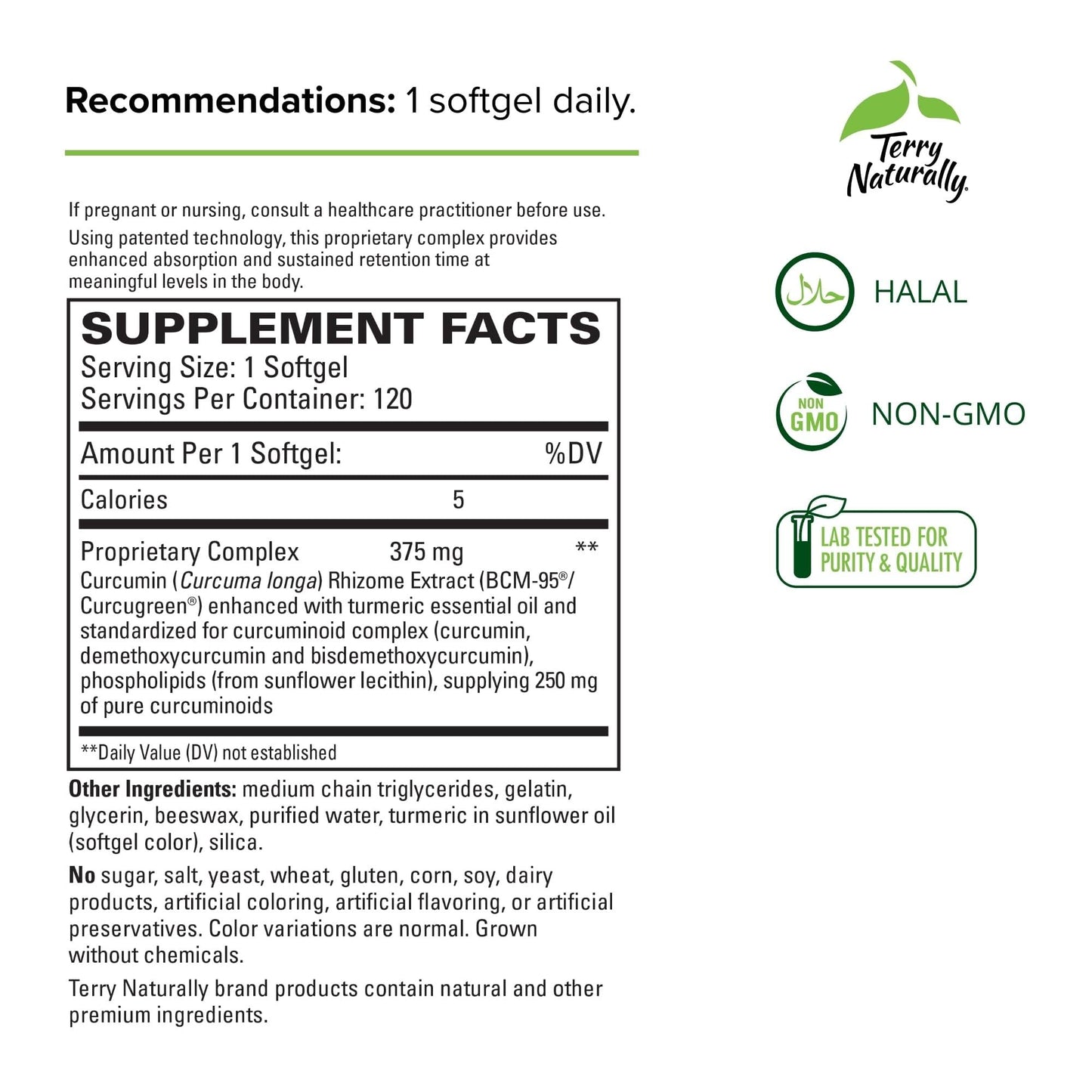 Terry Naturally CuraMed 375mg – Antioxidant Curcumin Turmeric for Brain & Immune Health (Pack of 3, 120 Softgels)