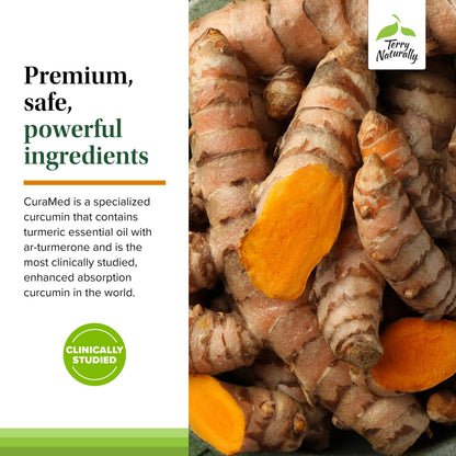 Terry Naturally CuraMed 750mg - Curcumin Antioxidant for Brain & Heart Health - 30 Softgels