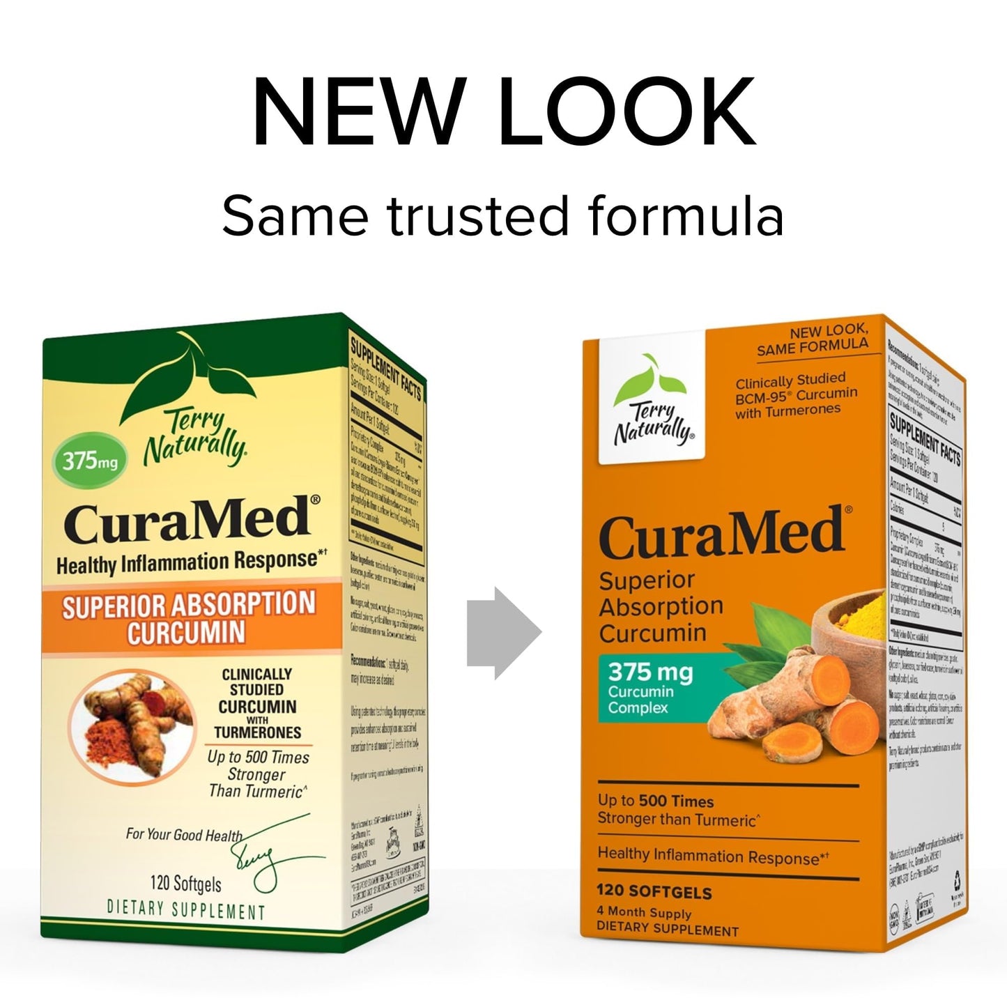 Terry Naturally CuraMed 375mg – Antioxidant Curcumin Turmeric for Brain & Immune Health (Pack of 3, 120 Softgels)