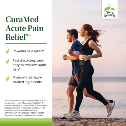 Terry Naturally CuraMed Acute Pain Relief - Supplement with BCM-95 Curcumin & BOS-10 Boswellia - Black Sesame Seed Oil to Support Relief of Occasional Discomfort - 60 Liquid Gels (Pack of 2)