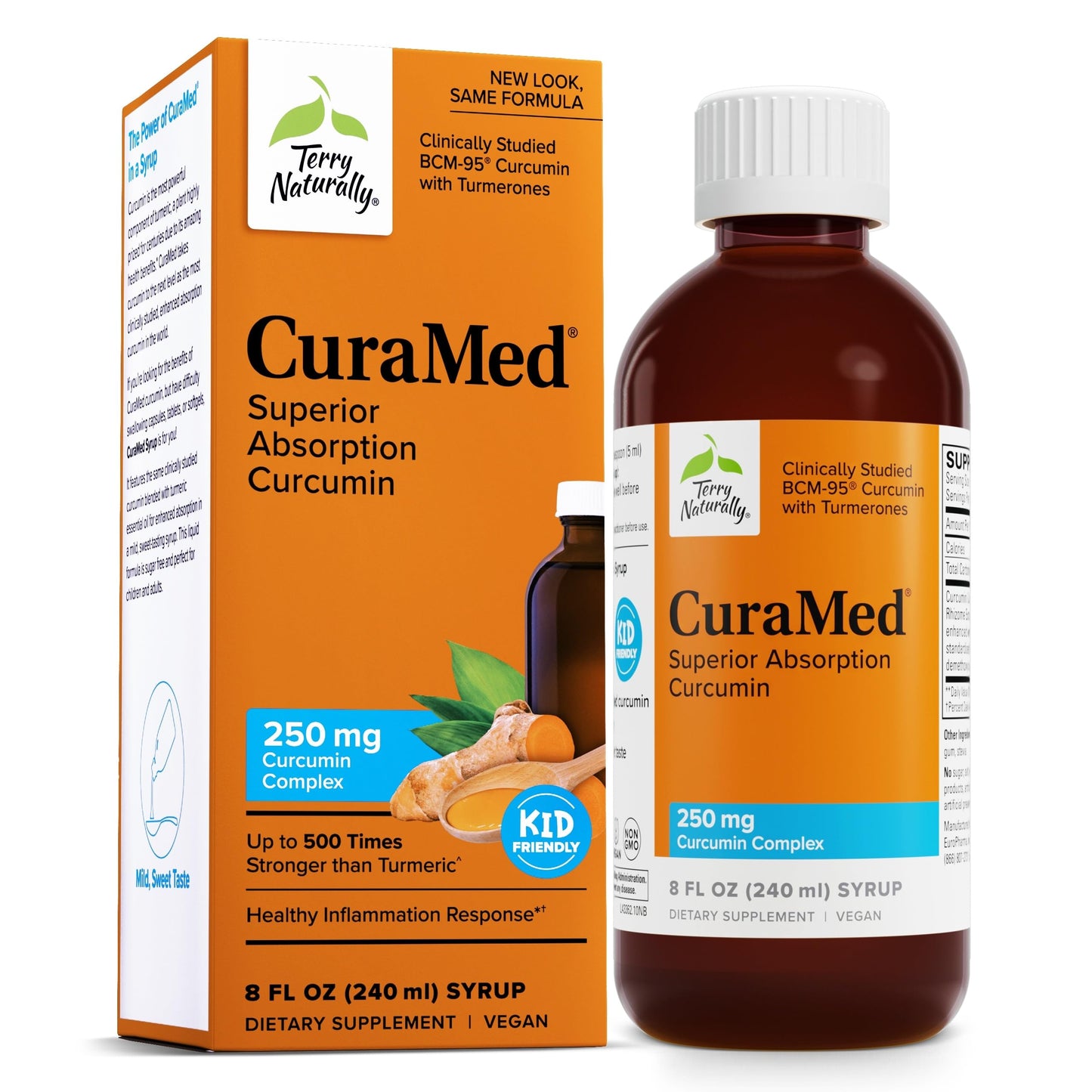 Terry Naturally CuraMed Syrup – Brain & Immune Support, Curcumin Absorption, Gluten-Free & Vegan, 8 oz