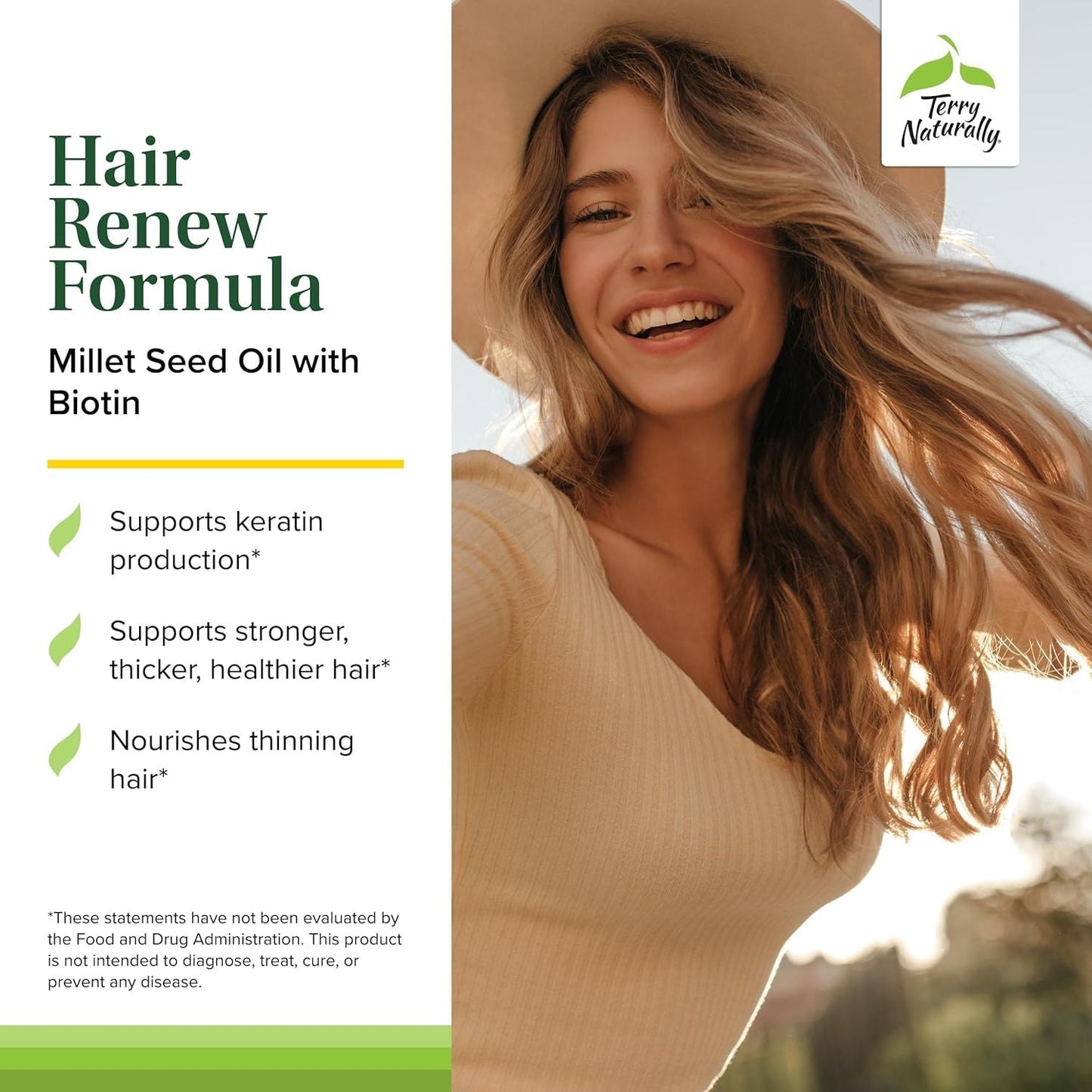 Hair Renew Formula by Terry Naturally – Biotin, B Vitamins & Zinc (60 Softgels)