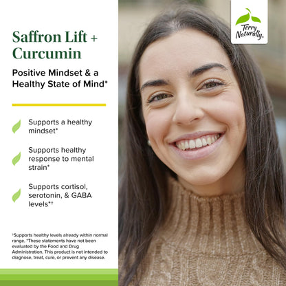 Terry Naturally Saffron Lift + Curcumin — Saffron & Curcumin Capsules for Concentration & Relaxation | Non-GMO | 60 Capsules