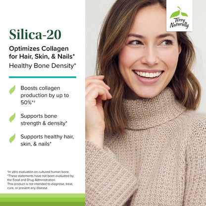 Terry Naturally Silica-20 – Hair Growth, Nail Strength, Skin Health & Bone Support | 90 Tablets