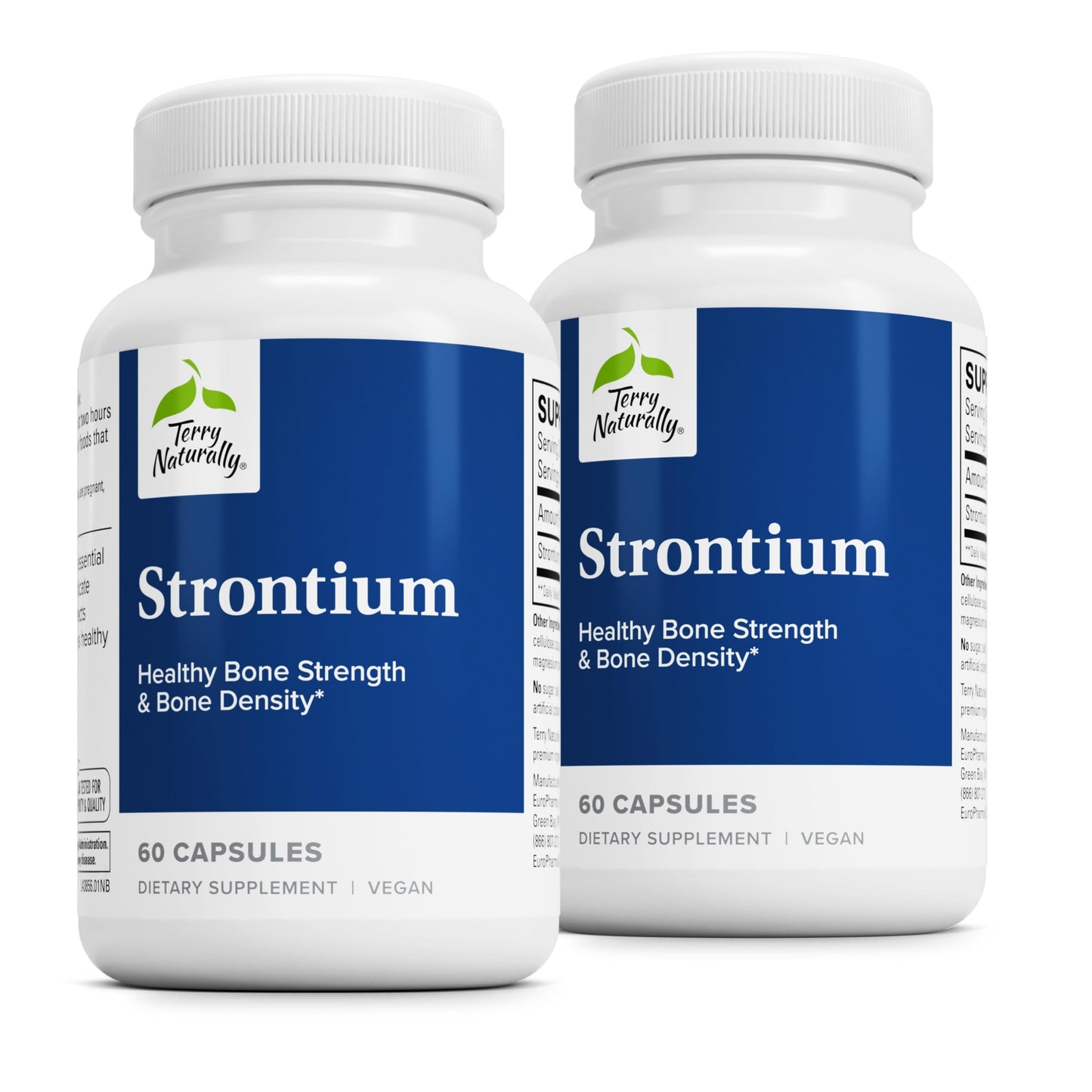 Terry Naturally Strontium - Bone Health & Strength Support (Vegan Capsules, Strontium Citrate) - 60 Capsules x 2