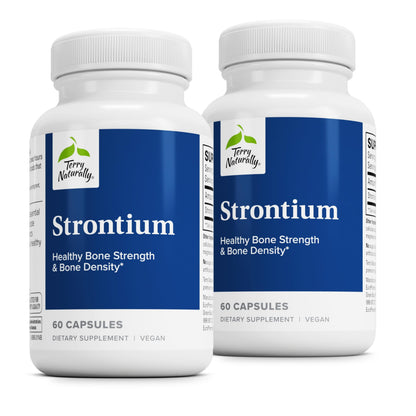 Terry Naturally Strontium - Bone Health & Strength Support (Vegan Capsules, Strontium Citrate) - 60 Capsules x 2