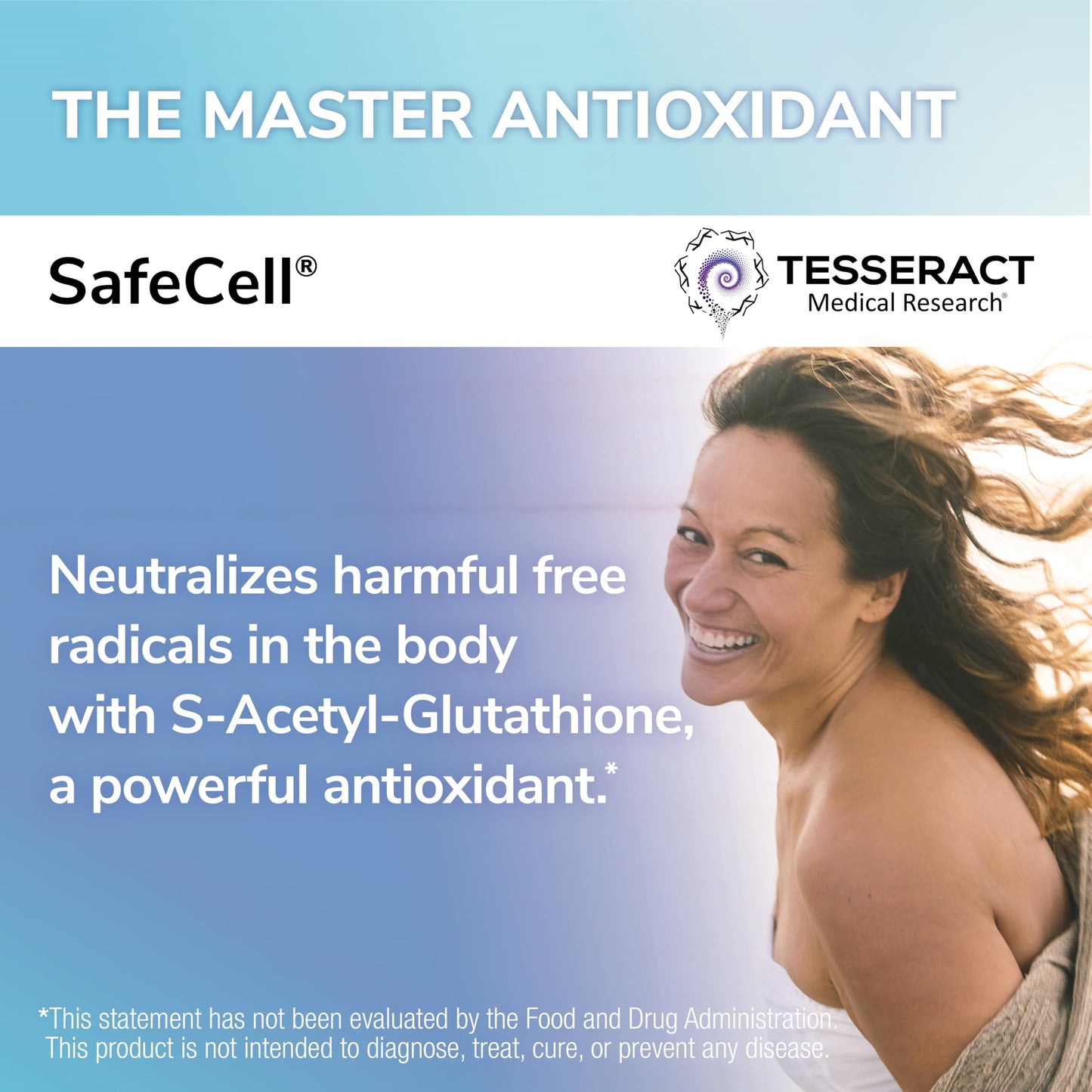 Tesseract SafeCell S-Acetyl Glutathione Supplement, 300mg, 60 Capsules – Bioavailability, Vegan, Hypoallergenic, Patented Delivery
