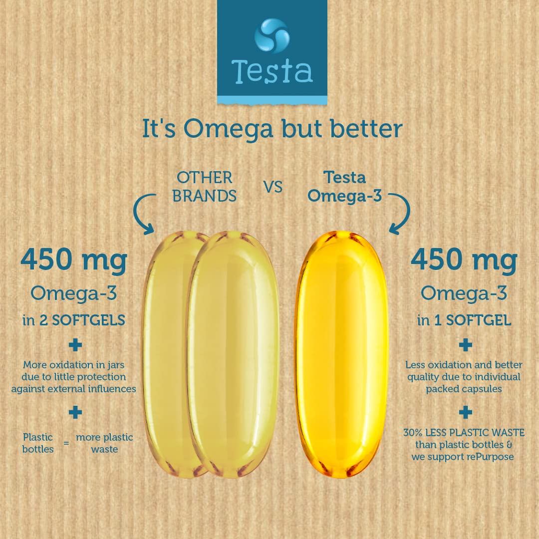 Testa Omega-3 Plant-Based DHA + EPA from Algae Oil | Pure Vegan Omega-3, 60 Capsules (8 Pack)