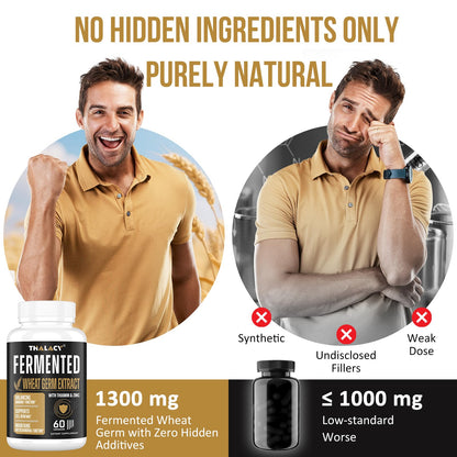 Thalacy Spermidine Wheat Germ Extract Capsules – 13 mg Spermidine, 1300 mg Formula, Zinc