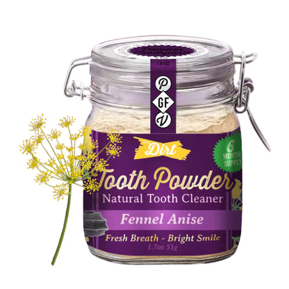 The Dirt Remineralizing Tooth Powder with Hydroxyapatite - Fluoride-Free, Gluten-Free, Organic Vegan (51g) | 6 Month Supply