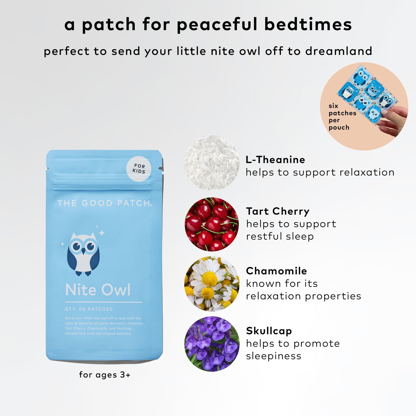 The Good Patch Nite Owl Patch – Natural Sleep Support for Kids (36 Patches)