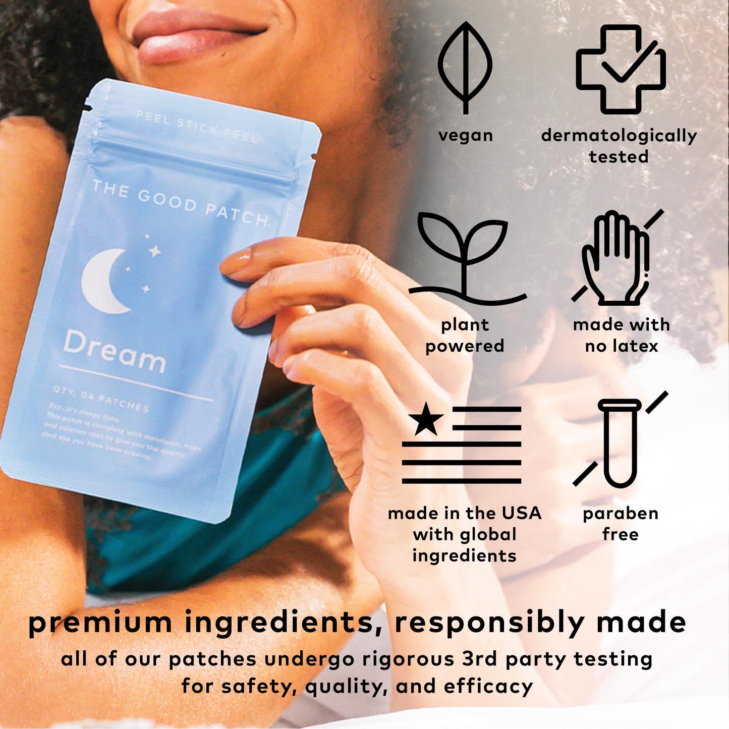 The Good Patch Sleep Support Dream Patch – Plant-Powered Melatonin, Hops & Valerian (8 Patches)
