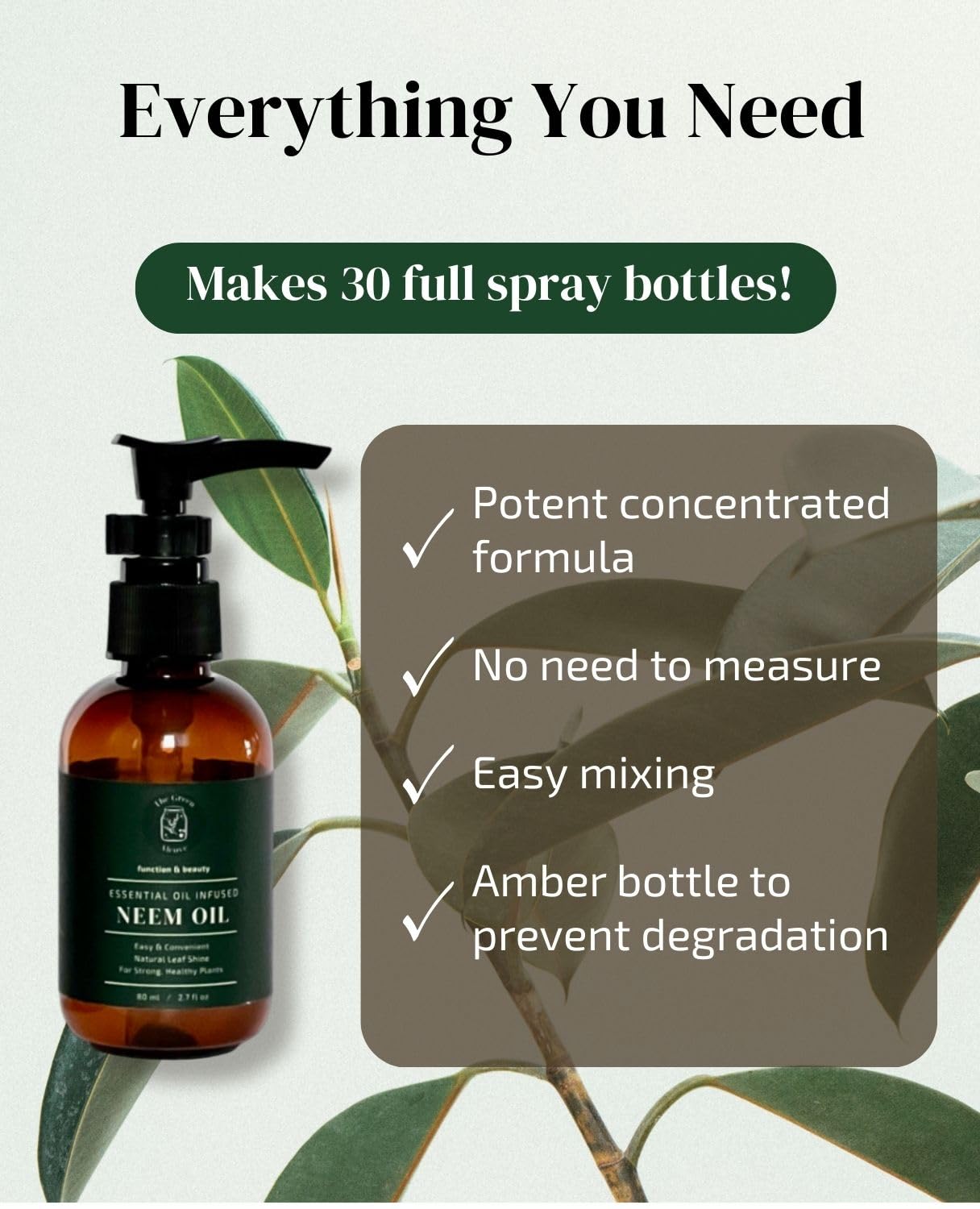 Neem Oil for Plants Refill – 30 Spray Bottles (480 fl oz) with Lavender, Peppermint & Rosemary | The Green Alcove