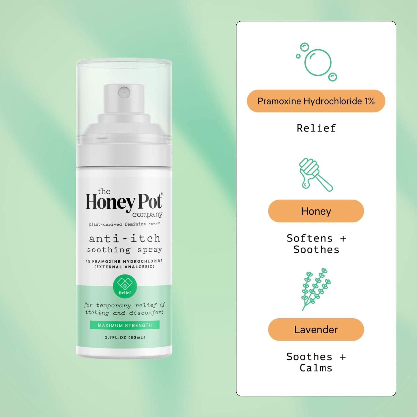 The Honey Pot Company - Feminine Anti-Itch Spray Maximum Strength 2.71 fl oz | At Home or On The Go