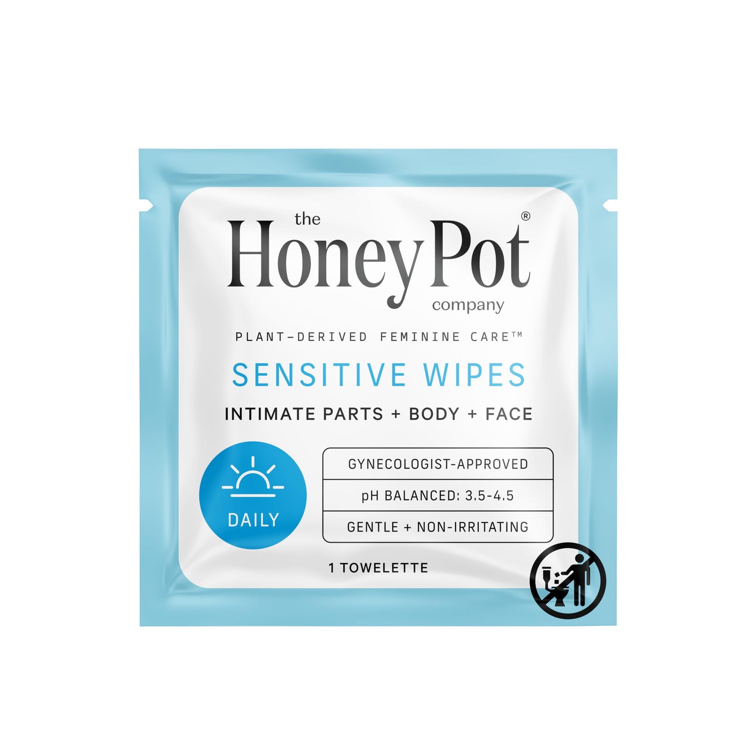 The Honey Pot Company - Sensitive Feminine Wipes | Daily pH Balancing, Fragrance & Sulfate-Free, Individually Wrapped (15 Ct Pack of 3)