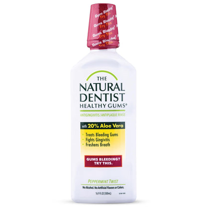 The Natural Dentist Healthy Gums Rinse – Antigingivitis/Antiplaque, Alcohol-Free, Aloe Vera, 16.9 oz