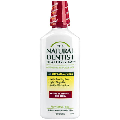 The Natural Dentist Mouthwash Healthy Gums Peppermint Twist 16.9 fl oz | Daily Oral Rinse